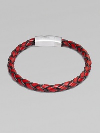 A hand-braided strand of fine Italian leather is offset by a gleaming sterling silver clasp. Leather Sterling silver About 8¼ long Lobster clasp Made in the United Kingdom A hand-braided strand of fine Italian leather is offset by a gleaming sterling silver clasp. Leather Sterling silver About 8¼ long Lobster clasp Made in the United Kingdom