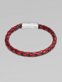 A hand-braided strand of fine Italian leather is offset by a gleaming sterling silver clasp. Leather Sterling silver About 8¼ long Lobster clasp Made in the United Kingdom 