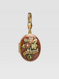 Topaz-colored CRYSTALLIZED - Swarovski Elements sparkle on this handcrafted, hand-enameled birthstone locket that opens to hold a favorite photo. Crystal Enamel 18k goldplated brass & brass-plated pewter Month indicated on the back Length, about 1¼ Width, about 1 Spring clip clasp Made in USA Topaz-colored CRYSTALLIZED - Swarovski Elements sparkle on this handcrafted, hand-enameled birthstone locket that opens to hold a favorite photo. Crystal Enamel 18k goldplated brass & brass-plated pewter Month indicated on the back Length, about 1¼ Width, about 1 Spring clip clasp Made in USA
