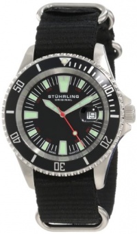 Stuhrling Original Men's 907.331OB1 Aquadiver Regatta Bravura Swiss Quartz Date Black Canvas Strap Watch Stuhrling Original Men's 907.331OB1 Aquadiver Regatta Bravura Swiss Quartz Date Black Canvas Strap Watch