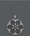 The dark side of romance. This gothic-glam pendant from Deco by Effy Collection combines an intricate floral pattern, sparkling round-cut diamonds (5/8 ct. t.w.), and a 14k white gold and black rhodium setting. Approximate length: 18 inches. Approximate drop: 1-1/4 inches.