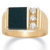 Men's .30 TCW Emerald-Shaped Genuine Onyx Cubic Zirconia Accent 14k Yellow Gold-Plated Classic Ring