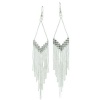 Chic Silver Tone Rhinestone Chandelier Fashion Earrings. Sultry Swingy Bead Chain. 4 Inches Long