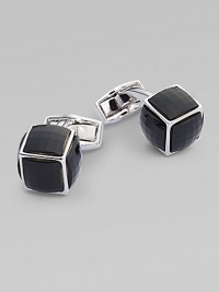 Discretely dazzling, each face of these cufflinks have a square multi-faceted Swarovski element crystals with the whale tail positioned on the 6th face.Rhodium-plated metalAbout ½ diam.Made in the United Kingdom