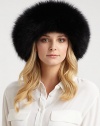 Sumptuous fox fur is paired with a plush suede crown to create a splendid topper.Dyed fox fur28 circumferenceOne size fits mostSpecialist dry cleanMade in the USAFur origin: Finland