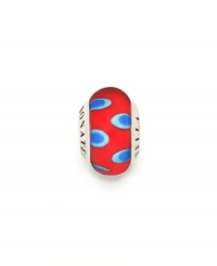 Two-tone blue dots stand out on a red ground in this Murano glass and sterling silver bead with logo stamping. Donatella is a playful collection of charm bracelets and necklaces that can be personalized to suit your style! Available exclusively at Macy's. Two-tone blue dots stand out on a red ground in this Murano glass and sterling silver bead with logo stamping. Donatella is a playful collection of charm bracelets and necklaces that can be personalized to suit your style! Available exclusively at Macy's.