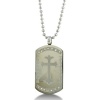 Stainless Steel Gothic Rhinestone Cross Dog Tag