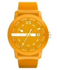Vibrant color for the season! This casual chic unisex watch from AX Armani Exchange flaunts allover orange color. Vibrant color for the season! This casual chic unisex watch from AX Armani Exchange flaunts allover orange color.