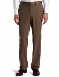 Louis Raphael ROSSO Men's Washable Wool Blend Herringbone Pattern Flat Front Dress Pant,Oat,38X32