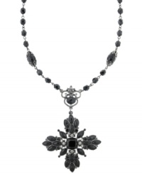 Antique allure. Showcasing the brand's signature vintage influence, 2028's necklace features ornate black beading and a cross pendant. Made in mixed metal. Approximate drop: 16 inches + 3-inch extender. Approximate drop: 3-3/4 inches. Antique allure. Showcasing the brand's signature vintage influence, 2028's necklace features ornate black beading and a cross pendant. Made in mixed metal. Approximate drop: 16 inches + 3-inch extender. Approximate drop: 3-3/4 inches.