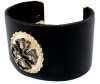 Designer Inspired Leather Cuff Bracelet with Cross Embellishment