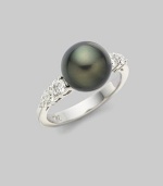 A smooth Black South Sea pearl is showcased on a 18K white gold band with diamond accents.9mm Black South Sea cultured pearl Diamond, 0.47 tcw 18K white gold Imported Additional Information Women's Ring Size Guide 