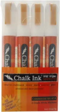 Chalk Ink 6mm Commercial Wet Wipe Markers, 4-Pack Chalk Ink 6mm Commercial Wet Wipe Markers, 4-Pack