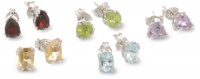 Sterling Silver Peridot, Garnet, Amethyst, Blue Topaz and Citrine Individually Boxed Stud Earring Set