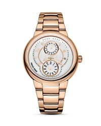 Philip Stein® active rose gold plated chronograph watch with integrated bracelet strap and a butterfly buckle closure. Philip Stein® active rose gold plated chronograph watch with integrated bracelet strap and a butterfly buckle closure.