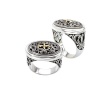 925 Silver Oval Celtic-Design Cross Ring with 18k Gold Accents- Sizes 6-8