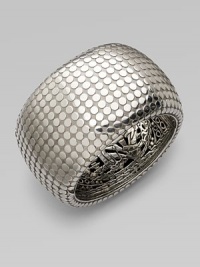 From the Dot Collection. This geometric design features a dotted texture in sleek sterling silver. Sterling silverDiameter, about 2¼Push clasp closureImported From the Dot Collection. This geometric design features a dotted texture in sleek sterling silver. Sterling silverDiameter, about 2¼Push clasp closureImported