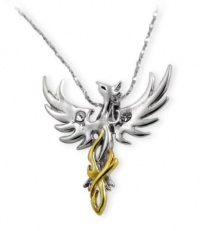 Sun Phoenix Two-tone Sterling Silver and Crystal Pendant Necklace Sun Phoenix Two-tone Sterling Silver and Crystal Pendant Necklace