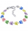 SCBR151 Sterling Silver Butterfly Multicolor Crystal Charm Bracelet 5.5 inch Made with Swarovski Elements