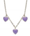 Hearts are all in the right place. Lily Nily's station necklace, set in 18k gold over sterling silver, offers a vibrant look with purple enamel hearts. Item comes packaged in a signature Lily Nily Gift Box. Approximate length: 16 inches. Approximate drop: 3/8 inch.