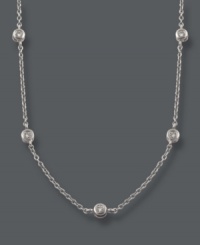 Wrap yourself in three feet of luxurious sparkle! Trio by Effy Collection's necklace features 24 stations of round-cut, bezel-set diamonds (1-7/8 ct. t.w.) strung on a delicate 14k white gold chain. Approximate length: 36 inches. Wrap yourself in three feet of luxurious sparkle! Trio by Effy Collection's necklace features 24 stations of round-cut, bezel-set diamonds (1-7/8 ct. t.w.) strung on a delicate 14k white gold chain. Approximate length: 36 inches.