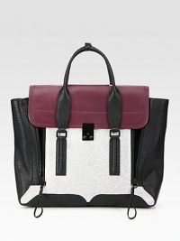EXCLUSIVELY AT SAKS. This roomy carryall features a stunning blend of smooth, pebbled and speckled leathers in a colorblocked design. Double top handles, 3½ dropPush-lock flap closureTwo expandable zippersOne inside zip pocketFully lined18½W X 11¼H X 4¾DImported EXCLUSIVELY AT SAKS. This roomy carryall features a stunning blend of smooth, pebbled and speckled leathers in a colorblocked design. Double top handles, 3½ dropPush-lock flap closureTwo expandable zippersOne inside zip pocketFully lined18½W X 11¼H X 4¾DImported
