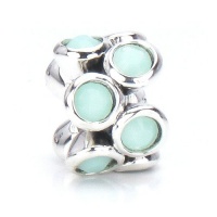 Bella Fascini Swarovski Spearmint Green Alabaster Rounds - Solid Sterling Silver European Bead Charm - Fits Perfectly on Chamilia Moress Pandora and Compatible Brands Bella Fascini Swarovski Spearmint Green Alabaster Rounds - Solid Sterling Silver European Bead Charm - Fits Perfectly on Chamilia Moress Pandora and Compatible Brands