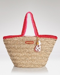 This vibrant sea grass tote from Juicy Couture is your ticket to playful poolside style. It's sized for the essentials and trimmed in tropical charms, so carry it to bring some fun to your sun soaking. This vibrant sea grass tote from Juicy Couture is your ticket to playful poolside style. It's sized for the essentials and trimmed in tropical charms, so carry it to bring some fun to your sun soaking.
