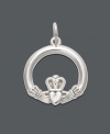 Embrace your Irish heritage or give as a token of love. This stunning Claddagh charm by Rembrandt is crafted in sterling silver with an intricate engraved design. Approximate drop: 5/8 inch.