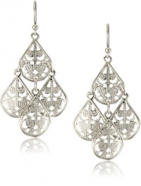 1928 Jewelry Silver Tone Filigree Teardrop Chandelier Earrings 1928 Jewelry Silver Tone Filigree Teardrop Chandelier Earrings