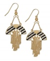 Let style rain supreme. These chic earrings from SIS by Simone I Smith feature cascades of delicate chains combined with sparkling black and white crystals. Crafted in 18k gold over sterling silver. Approximate drop: 2-1/2 inches. Approximate width: 1 inch.