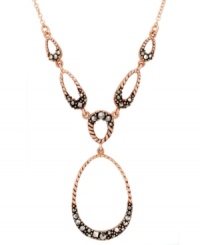 Add some glitter and glam to your look. Genevieve & Grace's pretty oval link drop pendant features sparkling marcasite in 18k rose gold over sterling silver. Approximate length: 17 inches. Approximate drop: 1-7/8 inches. Add some glitter and glam to your look. Genevieve & Grace's pretty oval link drop pendant features sparkling marcasite in 18k rose gold over sterling silver. Approximate length: 17 inches. Approximate drop: 1-7/8 inches.