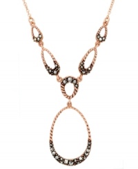 Add some glitter and glam to your look. Genevieve & Grace's pretty oval link drop pendant features sparkling marcasite in 18k rose gold over sterling silver. Approximate length: 17 inches. Approximate drop: 1-7/8 inches.