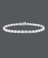 For a look that's red-carpet worthy...strike a pose in B. Brilliant! This eye-catching tennis bracelet features dozens of sparkling, channel-set cubic zirconias (10 ct. t.w.). Crafted in sterling silver. Approximate length: 7-1/4 inches. For a look that's red-carpet worthy...strike a pose in B. Brilliant! This eye-catching tennis bracelet features dozens of sparkling, channel-set cubic zirconias (10 ct. t.w.). Crafted in sterling silver. Approximate length: 7-1/4 inches.