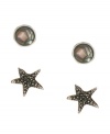 Perfectly-sweet studs. Lucky Brand's two pair set features round-cut semi-precious abalone and textured starfish, set in silver tone mixed metal. Approximate diameter: 1/4 inch.