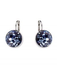 Sharpen your look with a subtle hint of color. Earrings by Swarovski feature round-cut lapis crystals set in silver tone mixed metal. Approximate drop: 1 inch. Sharpen your look with a subtle hint of color. Earrings by Swarovski feature round-cut lapis crystals set in silver tone mixed metal. Approximate drop: 1 inch.
