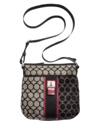 It's a dream come true. This irresistible crossbody by Nine West is the perfect marriage of fashion and function. Jacquard signature colorblocking is punctuated with bold fuchsia piping, a petite silver-tone lock and detailed stitching. Organized interior keeps your essentials safe and secure. It's a dream come true. This irresistible crossbody by Nine West is the perfect marriage of fashion and function. Jacquard signature colorblocking is punctuated with bold fuchsia piping, a petite silver-tone lock and detailed stitching. Organized interior keeps your essentials safe and secure.