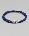 Brightly-hued woven leather with magnetic chevron clasp of sterling silver.LeatherLength, about 24Imported
