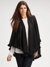 EXCLUSIVELY AT SAKS A bias fit style with subtle pleats and feminine ruffles. PolyesterRuffled hemAbout 65 X 55Dry cleanMade in USA of imported fabrics EXCLUSIVELY AT SAKS A bias fit style with subtle pleats and feminine ruffles. PolyesterRuffled hemAbout 65 X 55Dry cleanMade in USA of imported fabrics