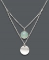 Add delicate layers for an ultra-trendy look. Studio Silver's contemporary design features a polished disc and round-cut chalcedony stone (5-6/10 ct. t.w.). Set in sterling silver. Approximate length: 16 and 18 inches. Approximate drops: 3/4 inch (disc); 1/2 inch (chalcedony).