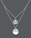 Add delicate layers for an ultra-trendy look. Studio Silver's contemporary design features a polished disc and round-cut chalcedony stone (5-6/10 ct. t.w.). Set in sterling silver. Approximate length: 16 and 18 inches. Approximate drops: 3/4 inch (disc); 1/2 inch (chalcedony).