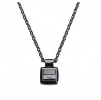 Emporio Armani EGS1458 Men's Black Ceramic Pendant Black Ion Plated Stainless Steel Chain Necklace Jewelry Emporio Armani EGS1458 Men's Black Ceramic Pendant Black Ion Plated Stainless Steel Chain Necklace Jewelry