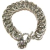 Catherine Popesco Sterling Silver Plated Chunky Circle Link Bracelet with Swarovski Crystal Ball Charm