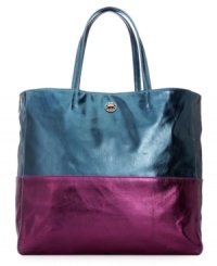 Rock the colorblock trend with this take-anywhere tote from Jessica Simpson. Super spacious and dressed in mod metallic, it's the one look that'll let you get your shine on anywhere. Rock the colorblock trend with this take-anywhere tote from Jessica Simpson. Super spacious and dressed in mod metallic, it's the one look that'll let you get your shine on anywhere.