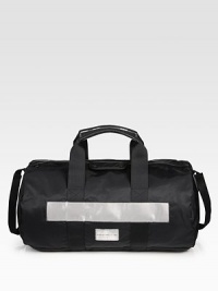 Whether you pack lightly or not, this versatile, easy-to-carry duffel is durable and supportive enough to get you to your final style destination.Zip frontTop handlesAttached shoulder strap90% nylon/8% pvc/2% leather20½W x 10½H x 12DImported
