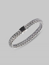 From the Classic Chain Collection. Interlocking sterling silver showcases a black sapphire pavé clasp.Black sapphire Sterling silver Length, about 7¼ Width, about ¼ Clasp closure Made in Bali Please note: Bracelets sold separately. From the Classic Chain Collection. Interlocking sterling silver showcases a black sapphire pavé clasp.Black sapphire Sterling silver Length, about 7¼ Width, about ¼ Clasp closure Made in Bali Please note: Bracelets sold separately.