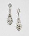 An elegant, elongated marquise shape is set with shimmering crystals in drop earrings with Art Deco appeal.CrystalRhodium platingDrop, about 2¼Post backImported