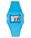 Bask in brilliant blue, perfect for play and tough enough for every day. This Freestyle unisex watch features a blue polyurethane strap and plastic square case. Digital dial with time, day, date, night vision backlight, stop watch and two alarms. Digital movement. Water resistant to 100 meters. Limited lifetime warranty.