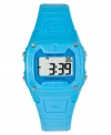 Bask in brilliant blue, perfect for play and tough enough for every day. This Freestyle unisex watch features a blue polyurethane strap and plastic square case. Digital dial with time, day, date, night vision backlight, stop watch and two alarms. Digital movement. Water resistant to 100 meters. Limited lifetime warranty.