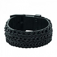 Emporio Armani EGS1382 Men's Black Multi Chain Black IP Stainless Steel and Leather Cuff Bracelet Jewelry Emporio Armani EGS1382 Men's Black Multi Chain Black IP Stainless Steel and Leather Cuff Bracelet Jewelry